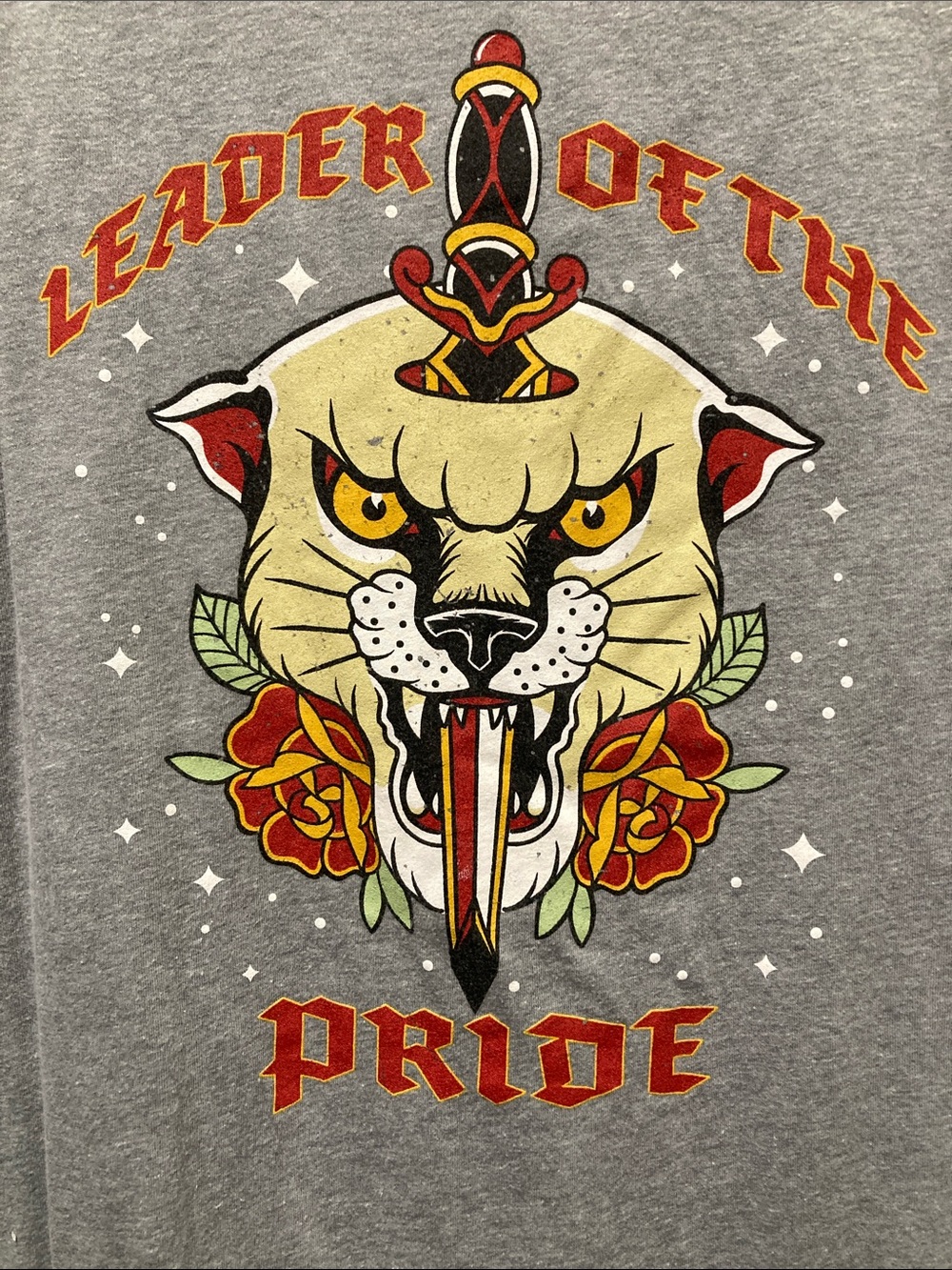 Graphic Grey Women's Tee with Panther & Dagger - Pride